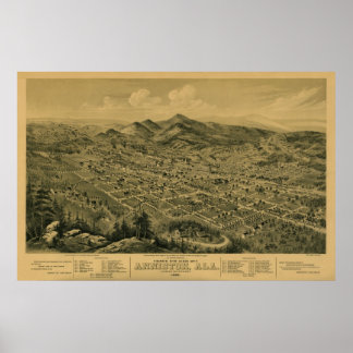 Anniston, AL 1888 Panoramablick Vogelansicht Poster