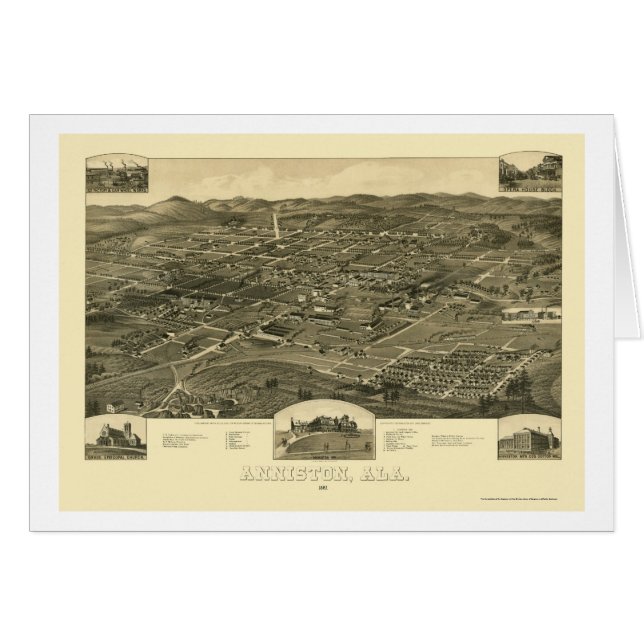Anniston, AL panoramische Karte - 1887 (Vorderseite (Horizontal))