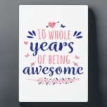 Anniversary 10 whole years of being awesome  fotoplatte<br><div class="desc">Great wedding anniversary gifts for couples. It is a milestone on the road of marriage. It can be used to recall the beautiful love years spent by couples or hung on the wall to decorate this beautiful year.The best way to express your love. Special choice to celebrate that special day...</div>