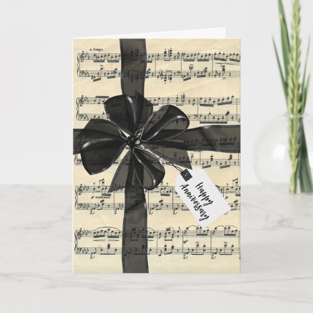Anniversary Black Bow On Sheet Music  Karte (Vorderseite)