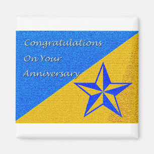 Anniversary Blue and Gold Star Magnet
