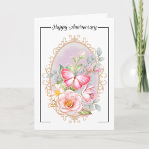 Anniversary Card für Floral und Butterfly Karte