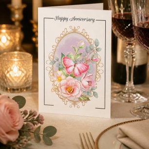 Anniversary Card für Floral und Butterfly Karte