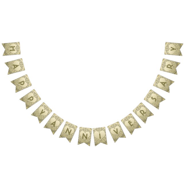 ☆ ANNIVERSARY Gold Heart Glitzer Wimpelkette (Alle)