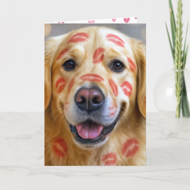 Anniversary Lipstick Kisses On a Golden Retriever Karte (Vorderseite)