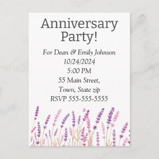 Anniversary party invitations einladungspostkarte