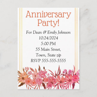 Anniversary party invitations einladungspostkarte