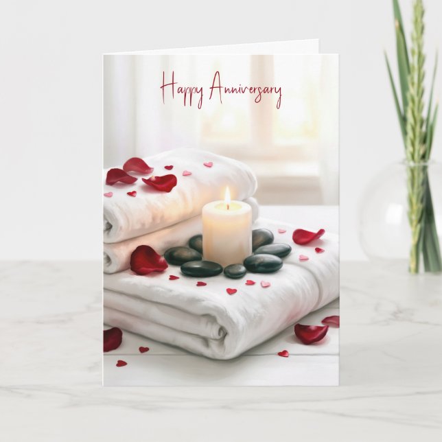 Anniversary Spa with Rose Petals Karte (Vorderseite)