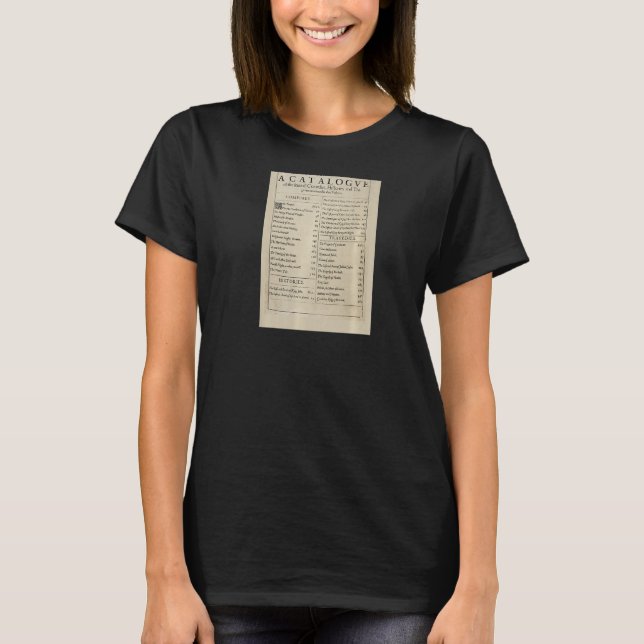 Anniversary Table of Contents Shakespeare First Fo T-Shirt (Vorderseite)