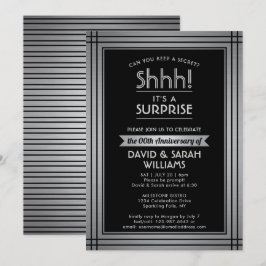 Anniversary Überraschung Party Elegant Black & Sil Einladung
