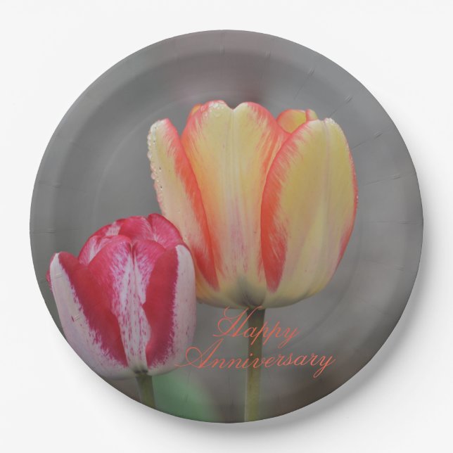 Annivsersary Tulip Paper Plate Pappteller (Vorderseite)