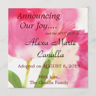 Announccard Pink Tulip Adoption Ankündigung