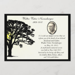 Announcement-Karte des Sunset Tree Foto Death Ankündigung