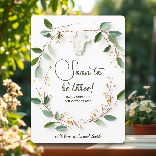 Announcement-Karte für botanische Babyaufdeckung Feiertagskarte (Botanical Baby Reveal Pregnancy Announcement Card)