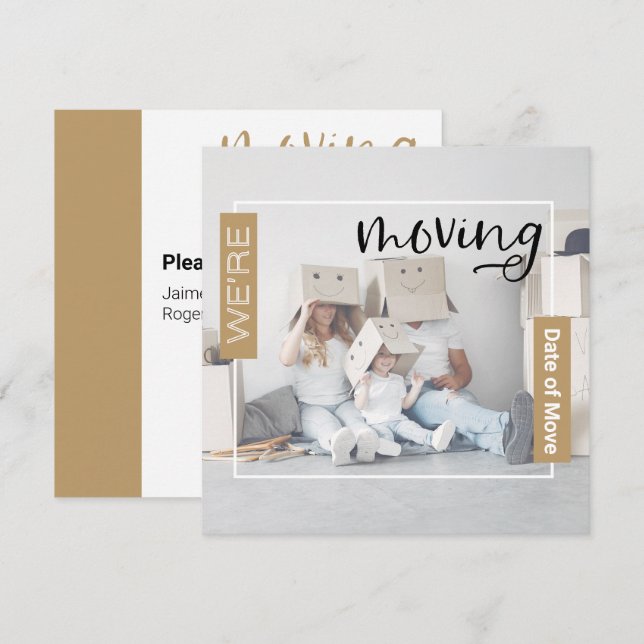 Announcement-Karte zum Verschieben von Gold Custom Dankeskarte (Vorne/Hinten)