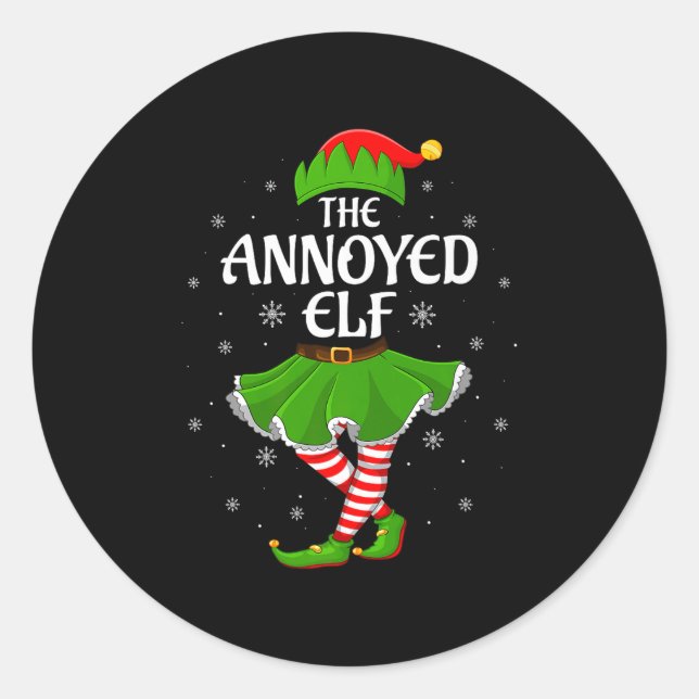 Annoyed Elf Christmas Family Girls Women Elf Squad Runder Aufkleber (Vorderseite)