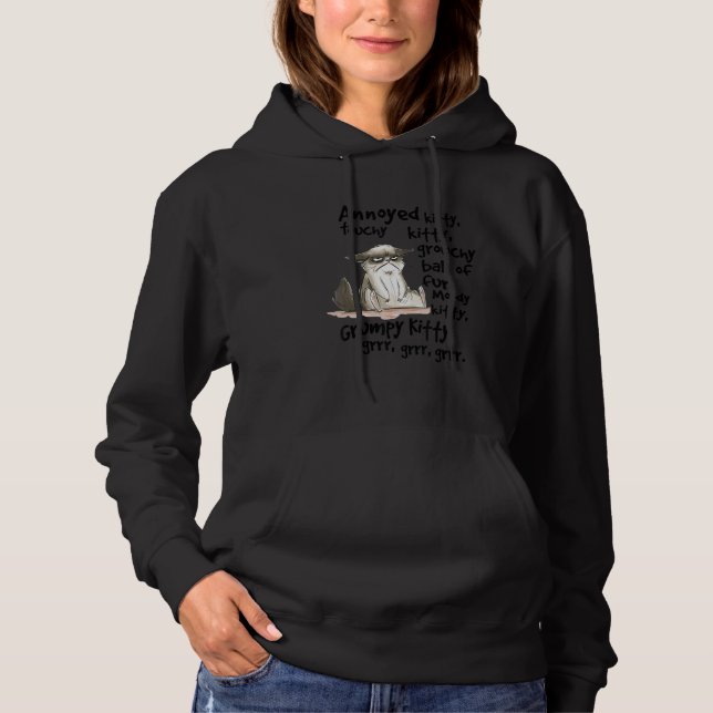 Annoyed Kitty Touchy Kitty Grouchy Ball Of Fur Moo Hoodie (Vorderseite)