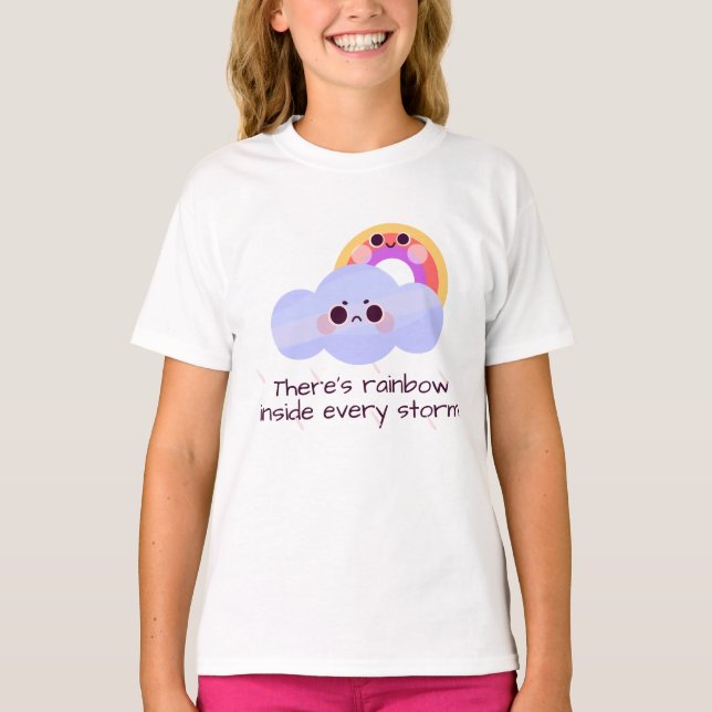Annoying Cloud Happy Rainbow T-Shirt (Vorderseite)