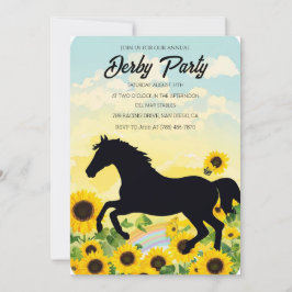 Annual Derby Party Invitation with Sunflowers and  Einladung