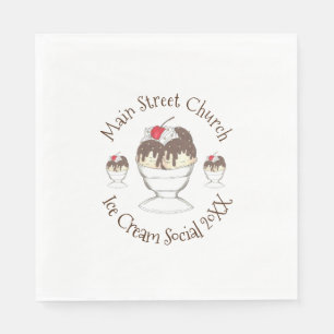 Annual Ice Cream Social Event Hot Fudge Sundae Serviette