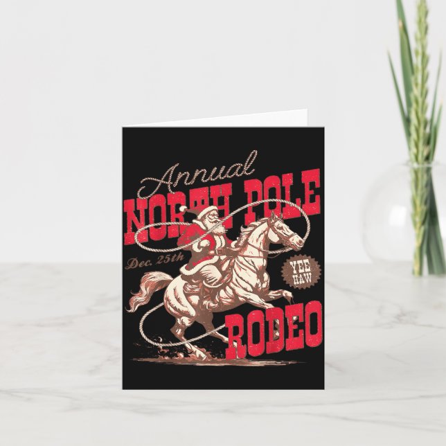 Annual North Le Rodeo Cowboy Santa Howdy Christmas Karte (Vorderseite)