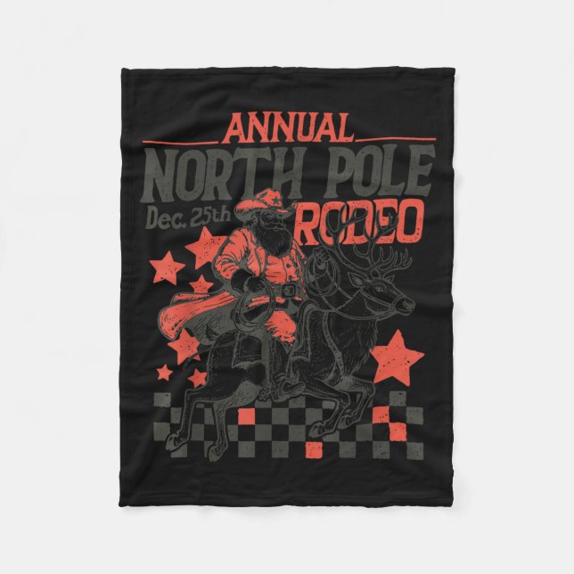 Annual North Le Rodeo Santa Western Cowboy Christm Fleecedecke (Vorderseite)