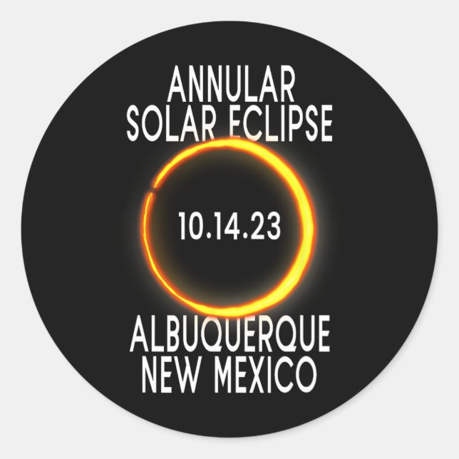 Annular Solar Eclipse T - Albuquerque New Mexico Runder Aufkleber (Vorderseite)