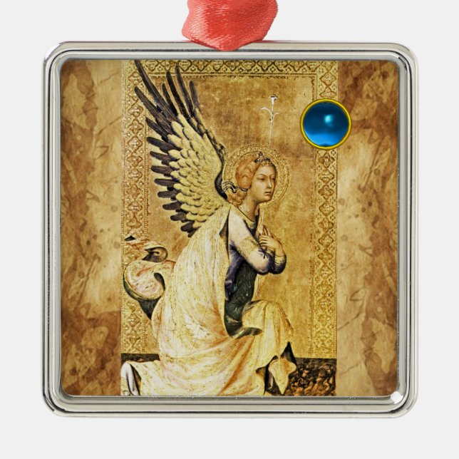 ANNUNCIATION ANGEL Blue Sapphire Silbernes Ornament (Vorne)