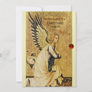 ANNUNCIATION ANGEL MONOGRAM ,Red Ruby champagne Einladung