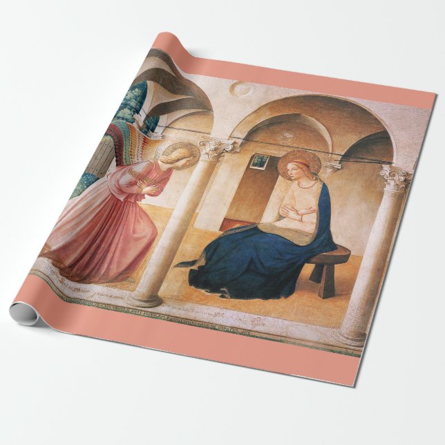 ANNUNCIATION by Fra Beato Angelico Christmas Pink Geschenkpapier (Ungerollt)
