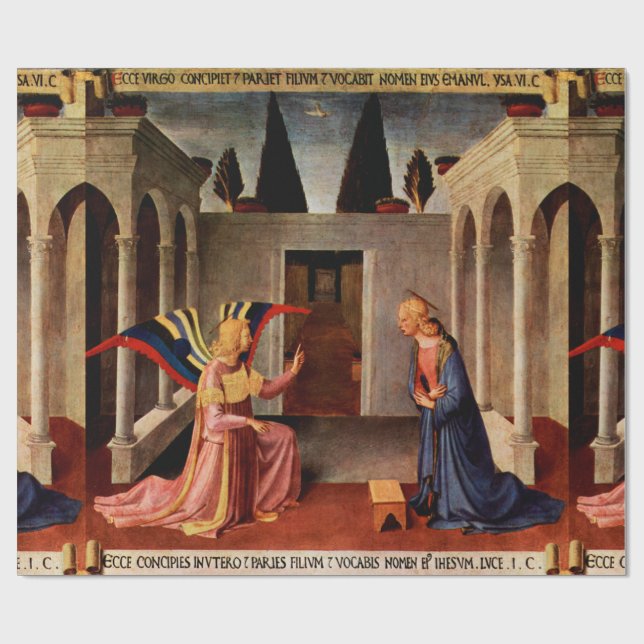 ANNUNCIATION by Fra Beato Angelico Weihnachten Geschenkpapier (Flach)