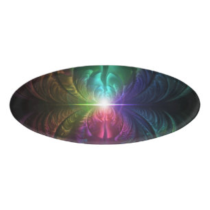 Anodisierter Regenbogen mustert und metallische Namenschild