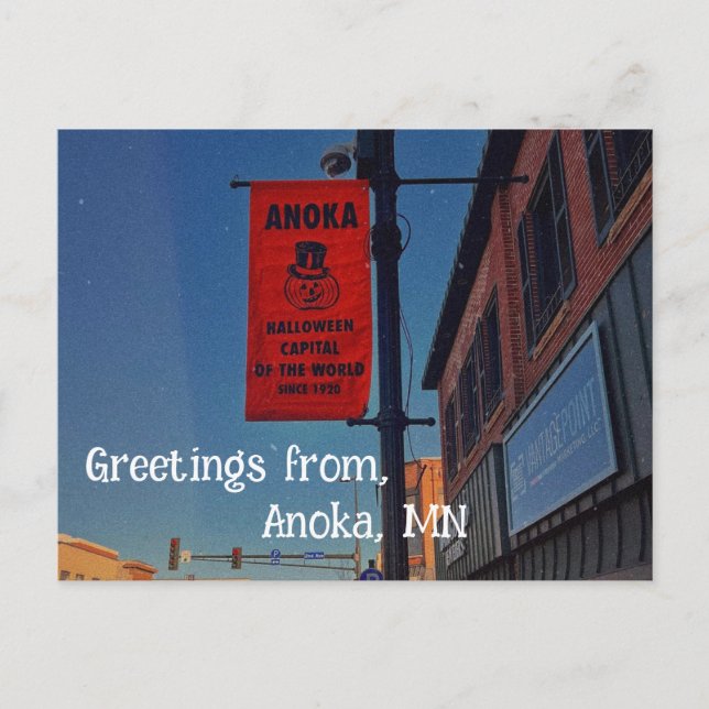 Anoka, Minnesota Halloween Hauptstadt der Welt Postkarte (Vorderseite)