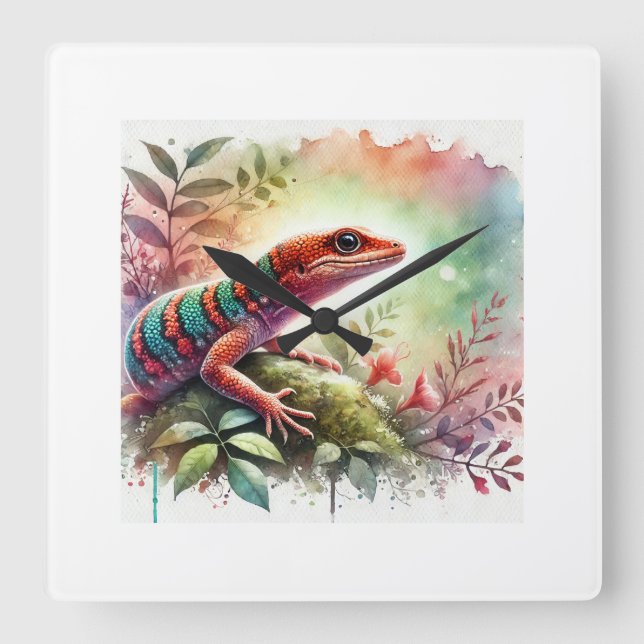 Anolis de rueda 100724AREF114 - Watercolor Quadratische Wanduhr (Vorderseite)