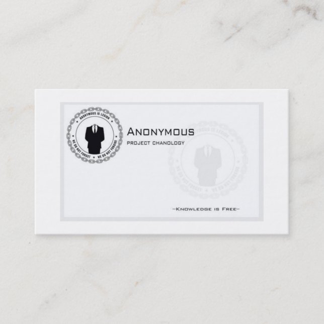 Anons-Geschäft-Karte Visitenkarte (Vorderseite)