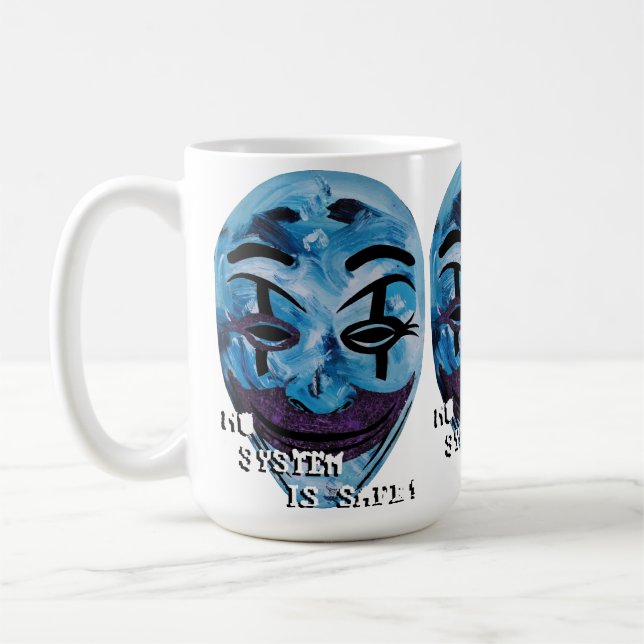 Anonym unmaskiert kaffeetasse (Links)