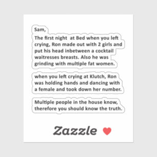 Anonymer Brief zu Sammi Aufkleber