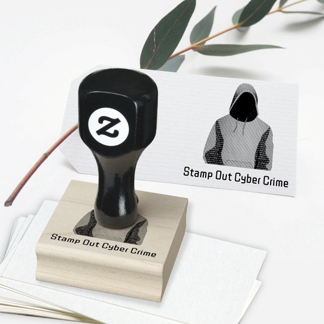 Anonymer Hacker in Hoodie Cybercrime Benutzerdefin Gummistempel (Von Creator hochgeladen)