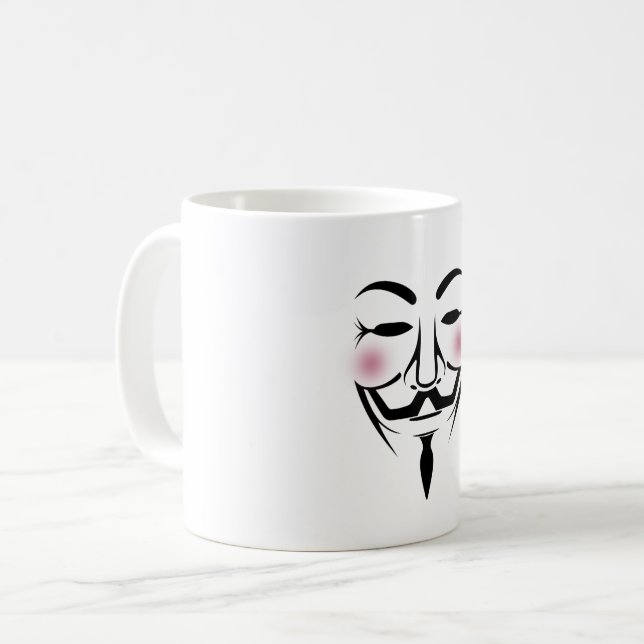 Anonymisierungsmaske vendetta Hacker Cyber-Interne Kaffeetasse (Vorderseite Links)