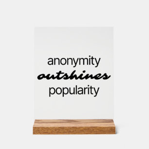 Anonymität Akrylic-Zeichen Acrylschild