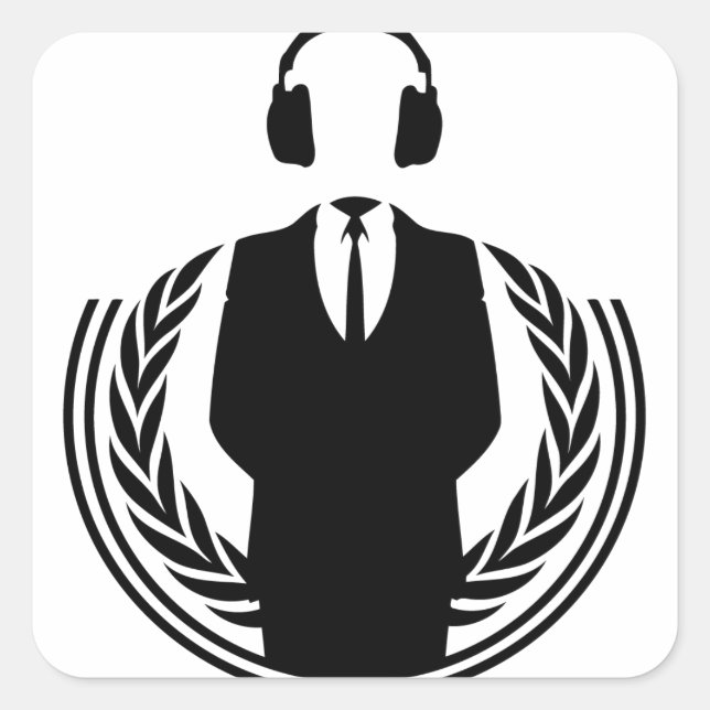 Anonymous DJ Quadratischer Aufkleber (Vorderseite)