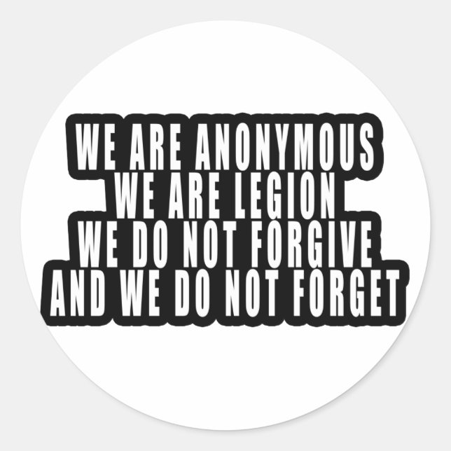ANONYMOUS RUNDER AUFKLEBER (Vorderseite)