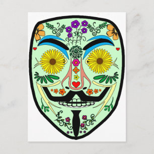 ANONYMOUS Tag der Toten 2 Kunst Anon Maske 4Chan Postkarte