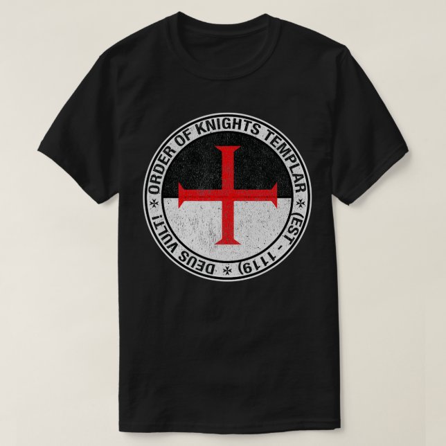 Anordnung der Tempelflagge Sigil Deus Vult T-Shirt (Design vorne)