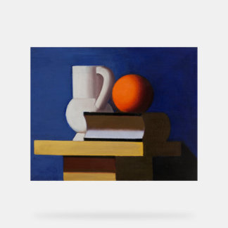 Anordnung mit weißem Krug, Orange , Malerei Acrylschild