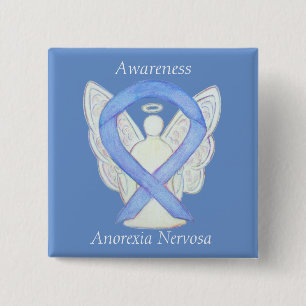 Anorexie Nervosa Bewusstseinsbildung Ribbon Engel Button