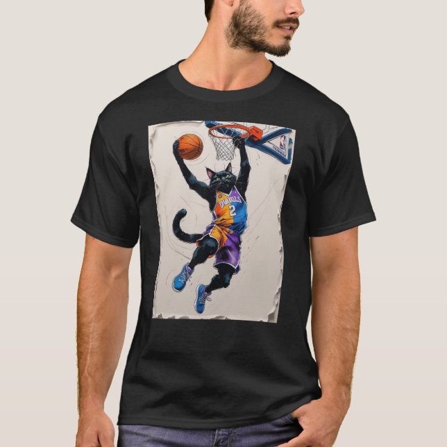 Another black cat dunking a basketball! T-Shirt (Vorderseite)