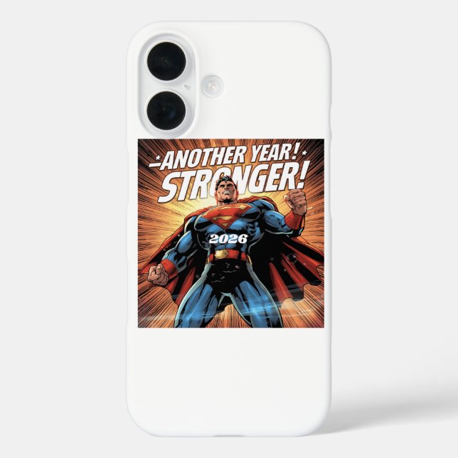Another Year Stronger! Superhero New Year Design w Case-Mate iPhone Hülle (Rückseite)
