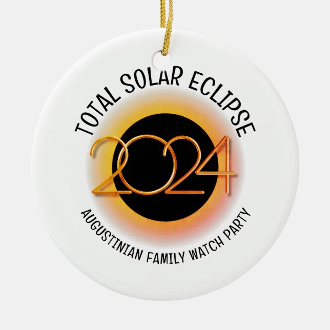 Anpassbar 2024 INSGESAMT SOLAR ECLIPSE Keramik Ornament (Vorne)