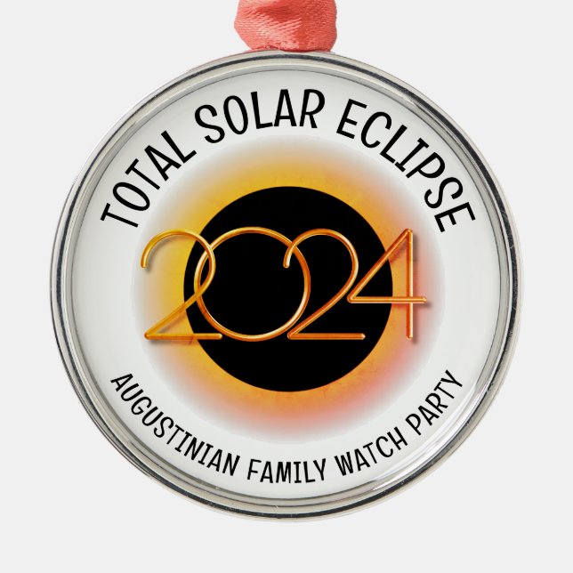 Anpassbar 2024 INSGESAMT SOLAR ECLIPSE Ornament Aus Metall (Vorne)